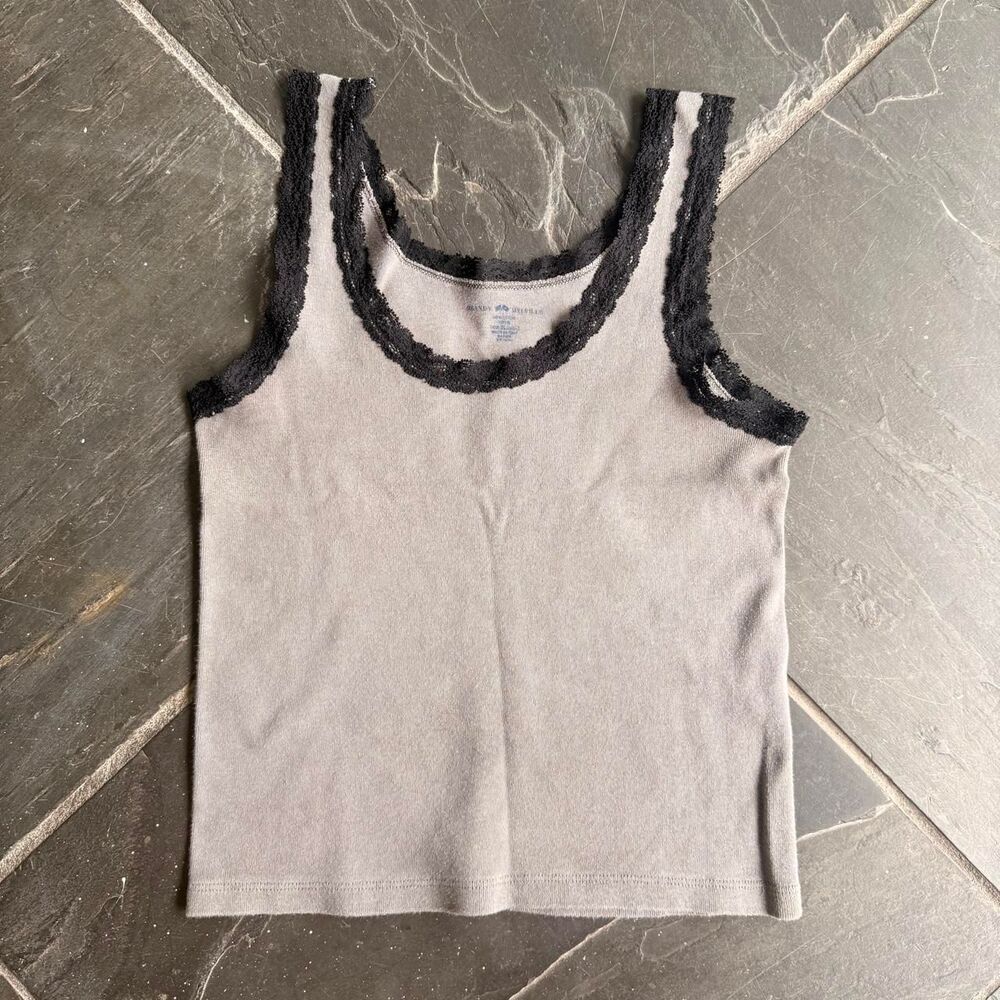 Brandy-melville Women's Grey and Black Vest